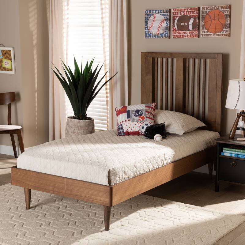 Kioshi Transitional Ash Walnut Finished Wood Platform Bed