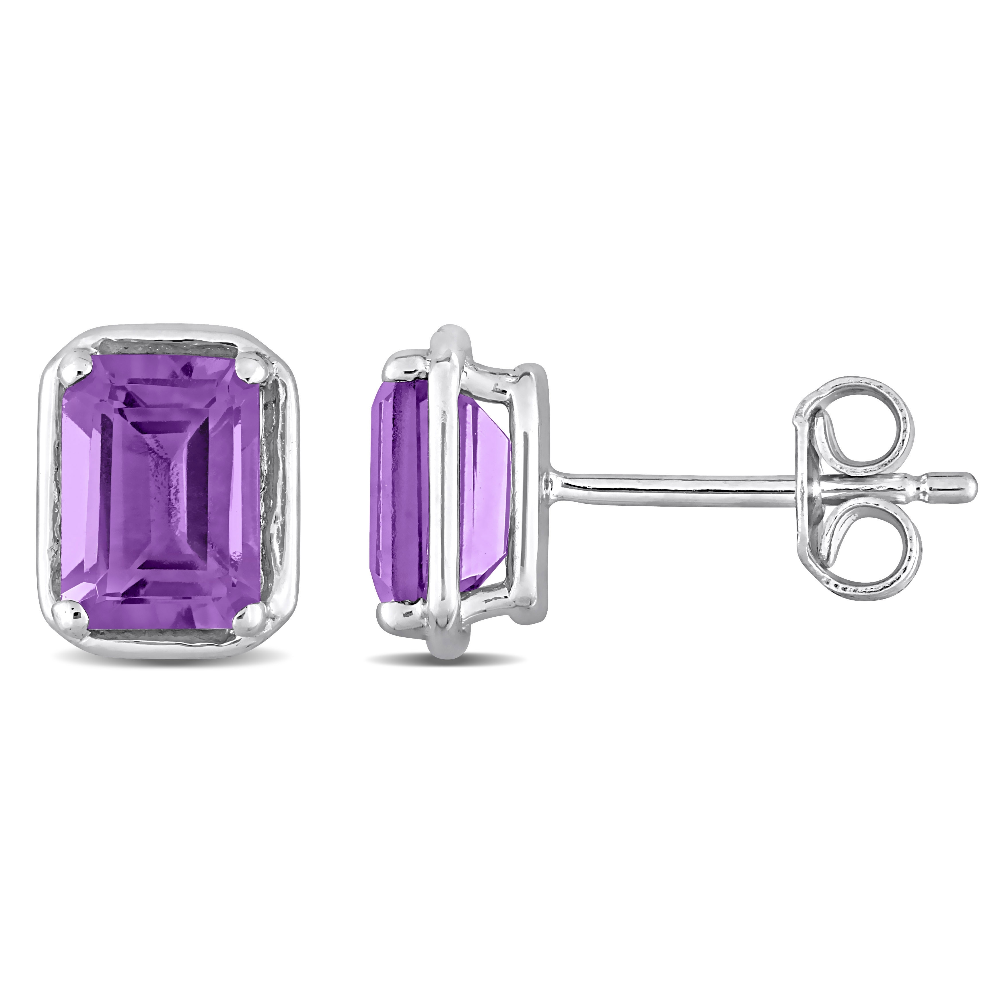 Miadora 2ct TGW Amethyst Fashion Post Earrings Silver