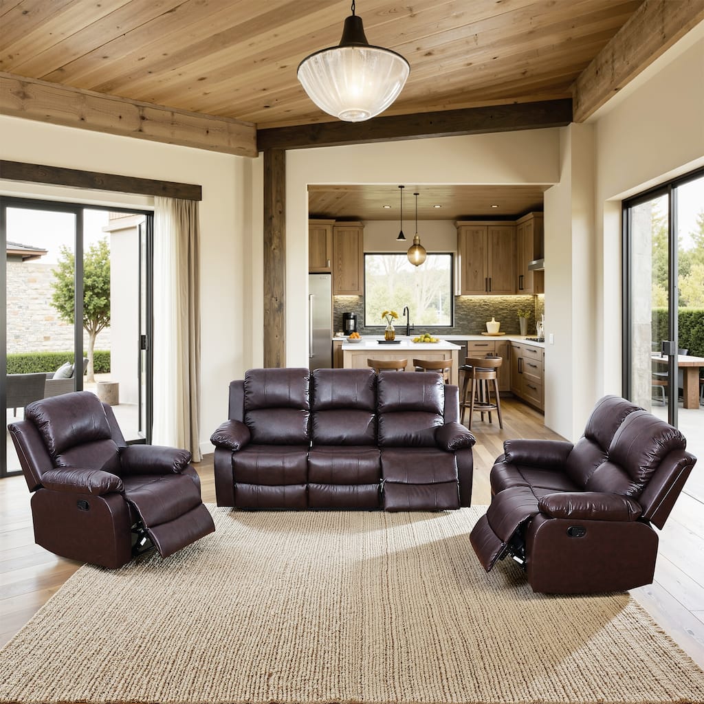 Semi PU And PVC 3-Piece Couch Living Room Sofa Set