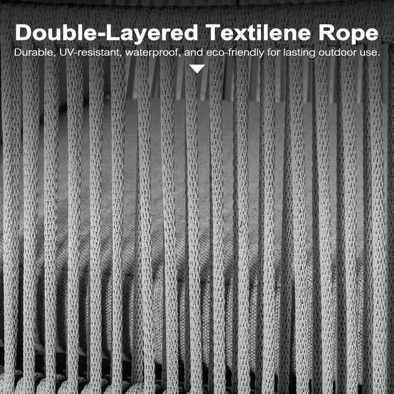 7-Piece Aluminum and Textilene Rope Patio Dining Set with Umbrella Hole