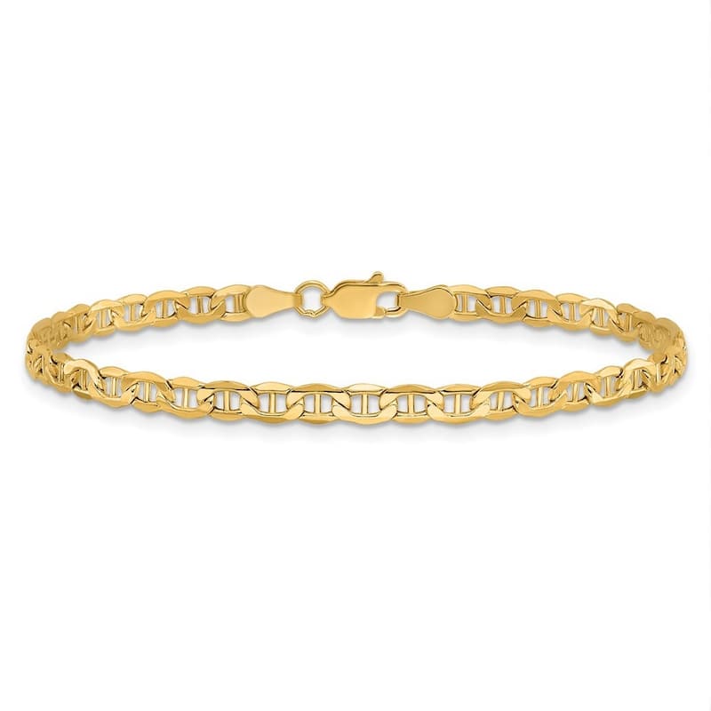 Curata 10k Yellow Gold Unisex 3.2mm Mariner Anchor Chain Bracelet Options: 8" 9"