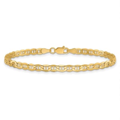 Curata 10k Yellow Gold Unisex 3.2mm Mariner Anchor Chain Bracelet Options: 8" 9"