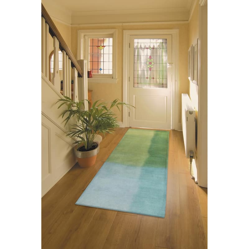 Liora Manne Piazza Watercolors Indoor Rug - 27" x 8' Runner - Sea Breeze - Runner
