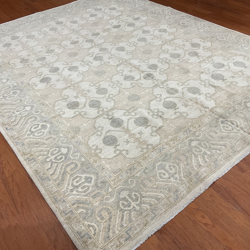 HERAT ORIENTAL Handmade Vegetable Dye Khotan Wool Rug - 9'1" x 12'