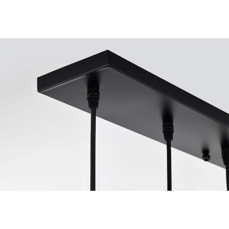 Berenice 33 Inch Clean Modern Industrial Style Matte Black and Satin Gold Finish Ceiling Lighted Chandelier 5-Light - N/A