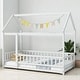 preview thumbnail 26 of 36, Twin / Full Size Wooden House Bed with Fence and Roof bed Frame, Montessori Style Floor Bed for Kids