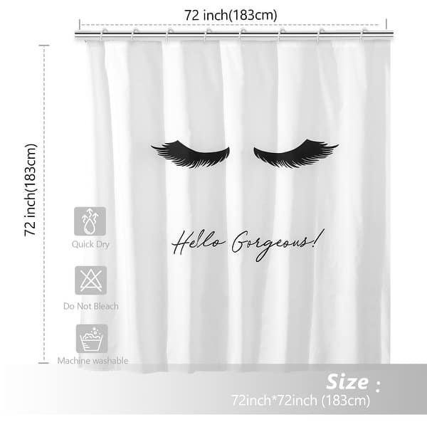 LASH OUT LOUD Shower Curtain-Black Lashes White Shy Angel Polyester-1pc 72x72"