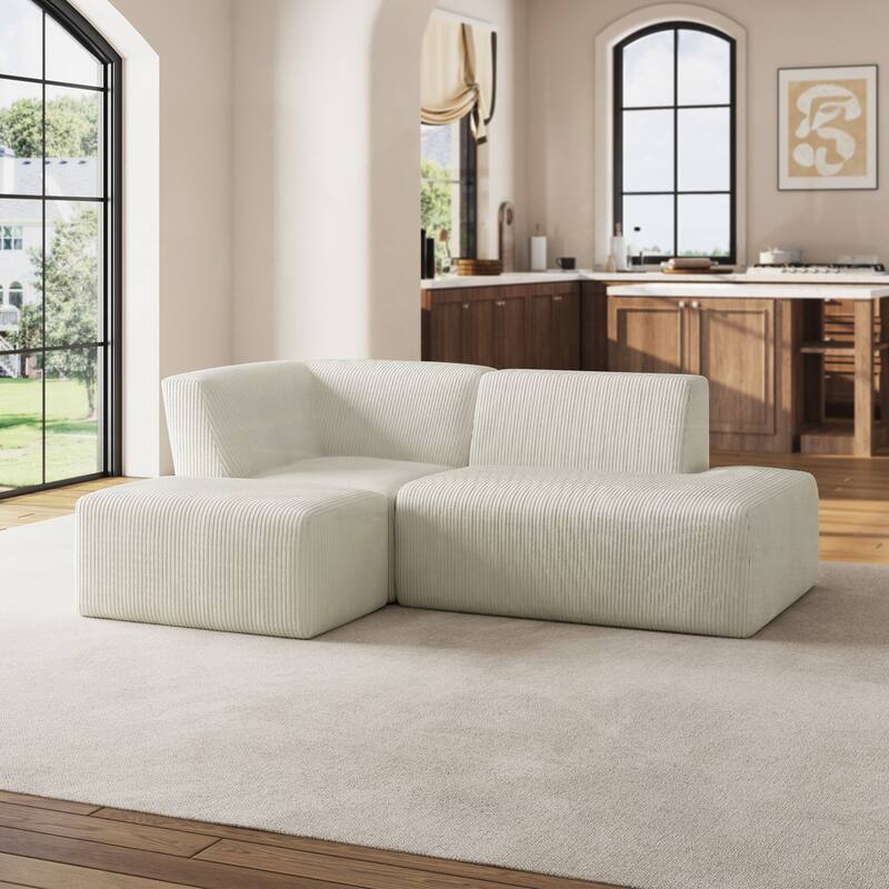 Corduroy Fully Sponge Molded Modular Sectional Sofa with Ottoman