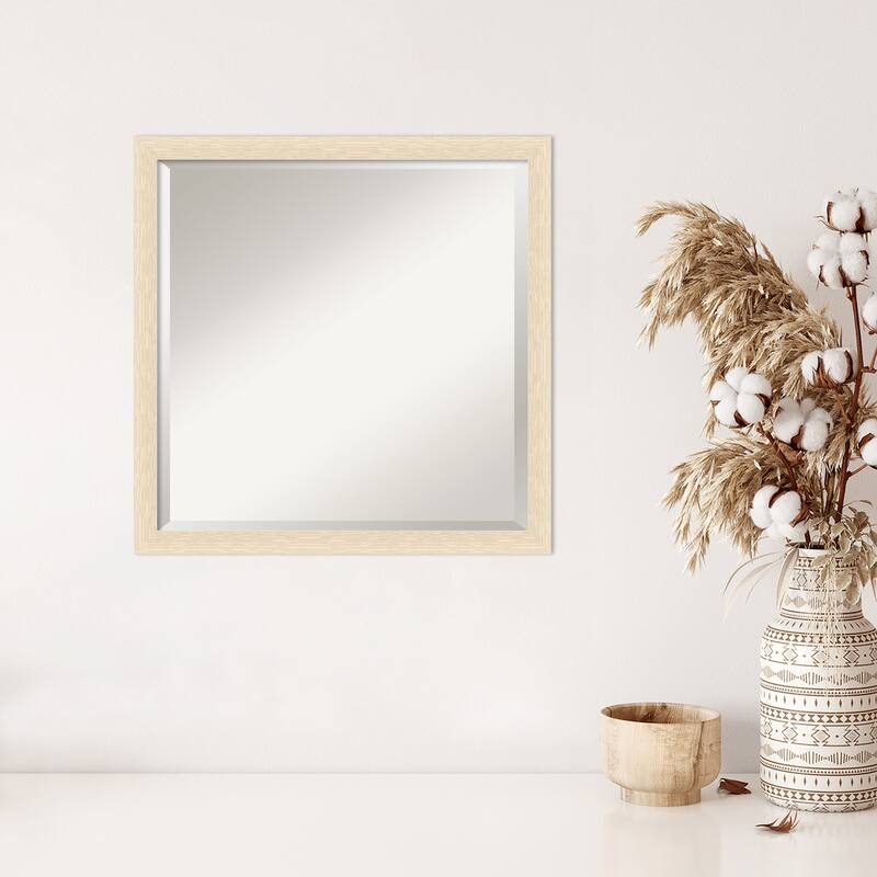 Woodgrain Stripe Beveled Wood Framed Wall Mirror