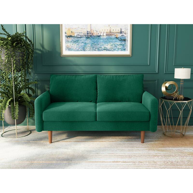 58'' Velvet Square Arm Loveseat - Green