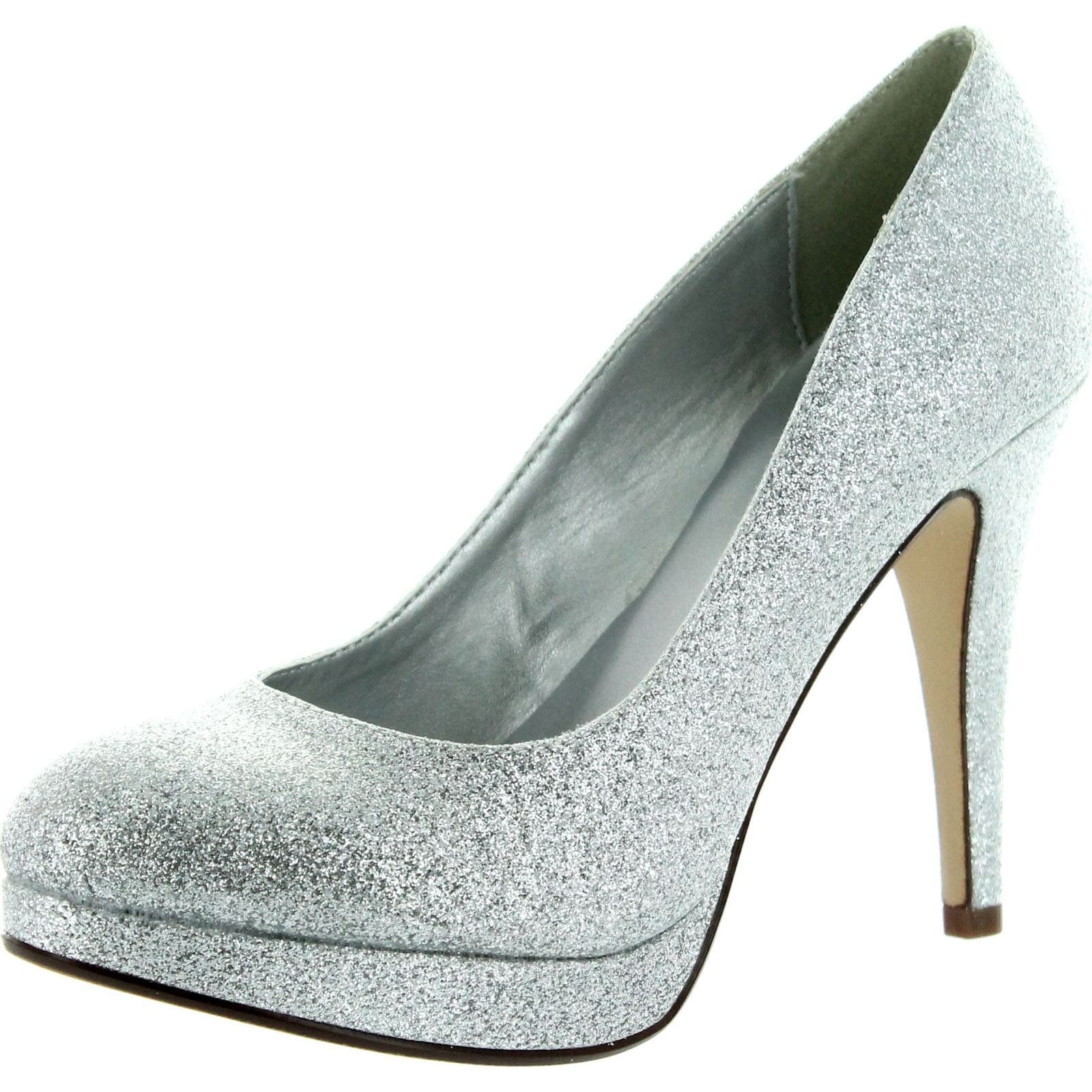 silver high heels closed toe