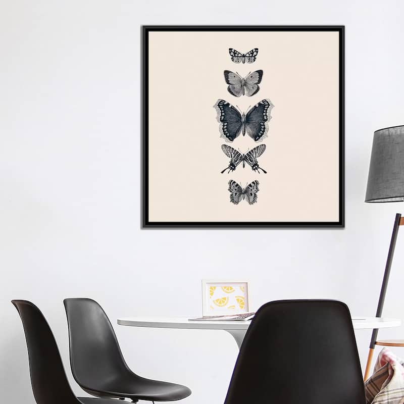 iCanvas "Inked Butterflies Beige Square" by Monika Strigel Framed Canvas Print