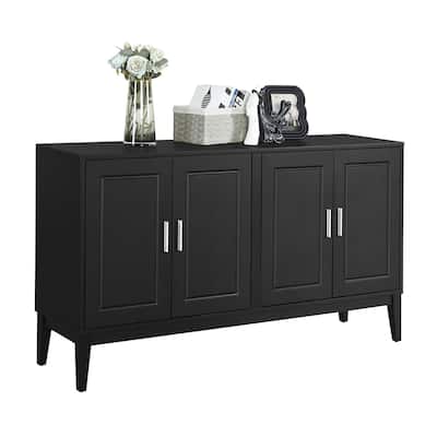 Elegant Storage Cabinet with Two Large Adjustable Shelves and Cable Holes for Kitchen or Living Room, Painted Finish
