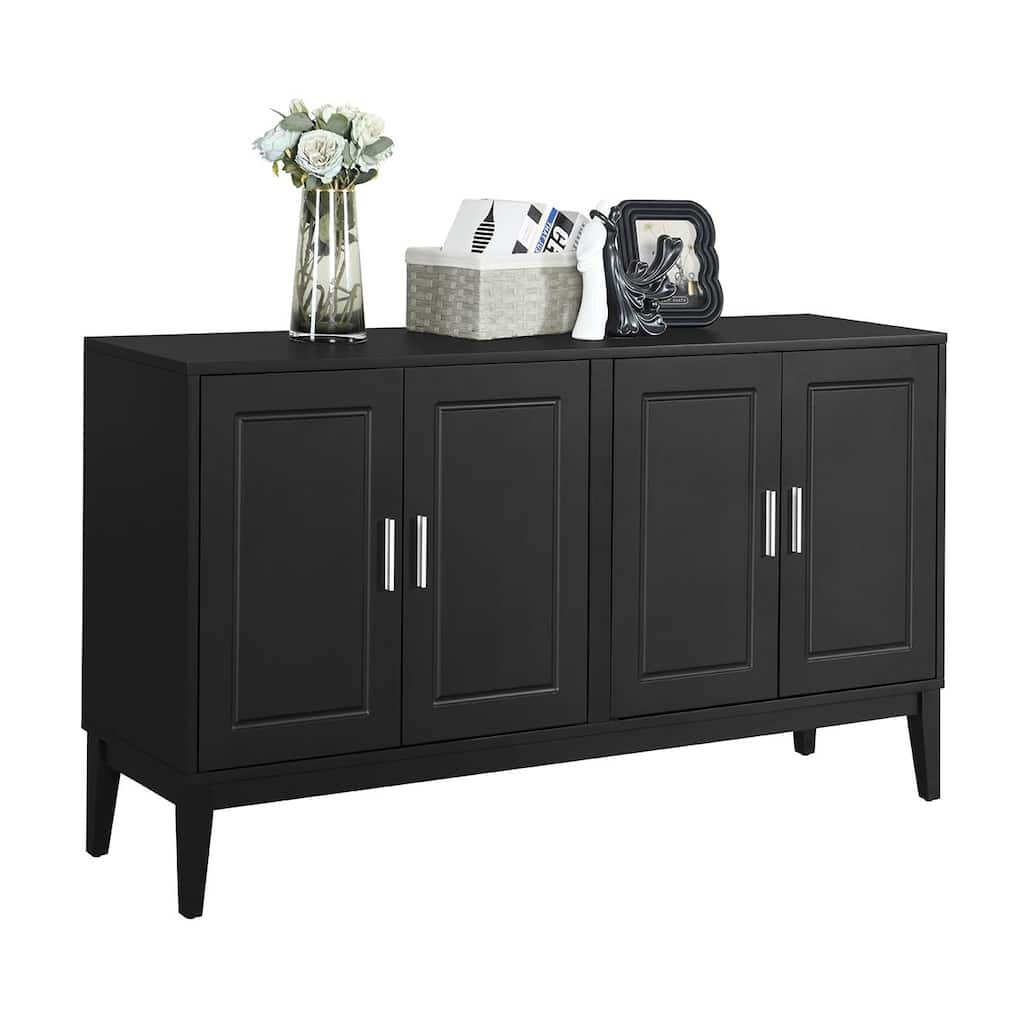Elegant Storage Cabinet with Two Large Adjustable Shelves and Cable Holes for Kitchen or Living Room, Painted Finish