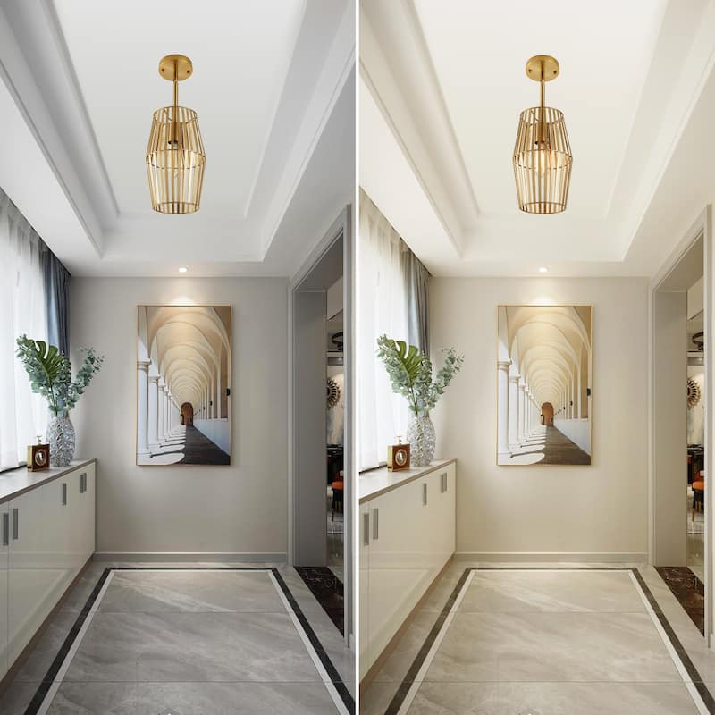 1/4- Light Dimmable Geometric Pendant with Metal Shade
