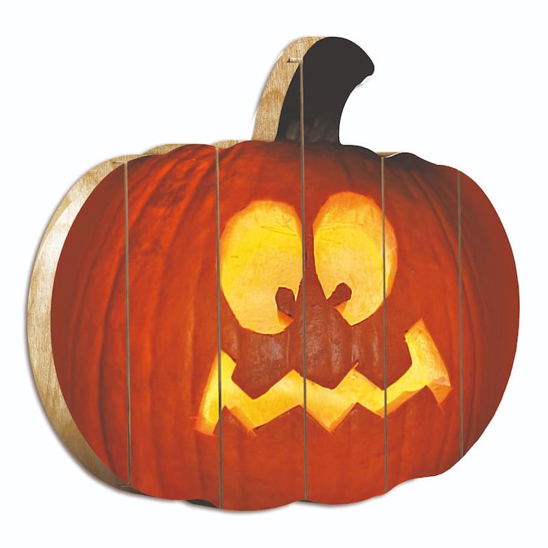 17" Orange Yellow Spooked Jack O-Lantern Pumpkin Halloween Wall Decor