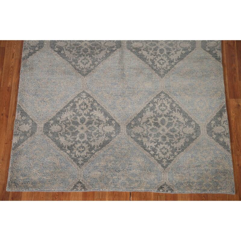 Geometric Moroccan Indian Area Rug Hand-Knotted Wool Carpet - 5'1"x 7'11"