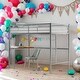 preview thumbnail 1 of 25, Twin over Twin Bunk Bed with Desk, Ladder and Guardrails for Home Silver