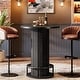preview thumbnail 1 of 6, 39.4 Inches Wood Round Bar Table, Bistro Pub Table with Metal Ring Footrest Black