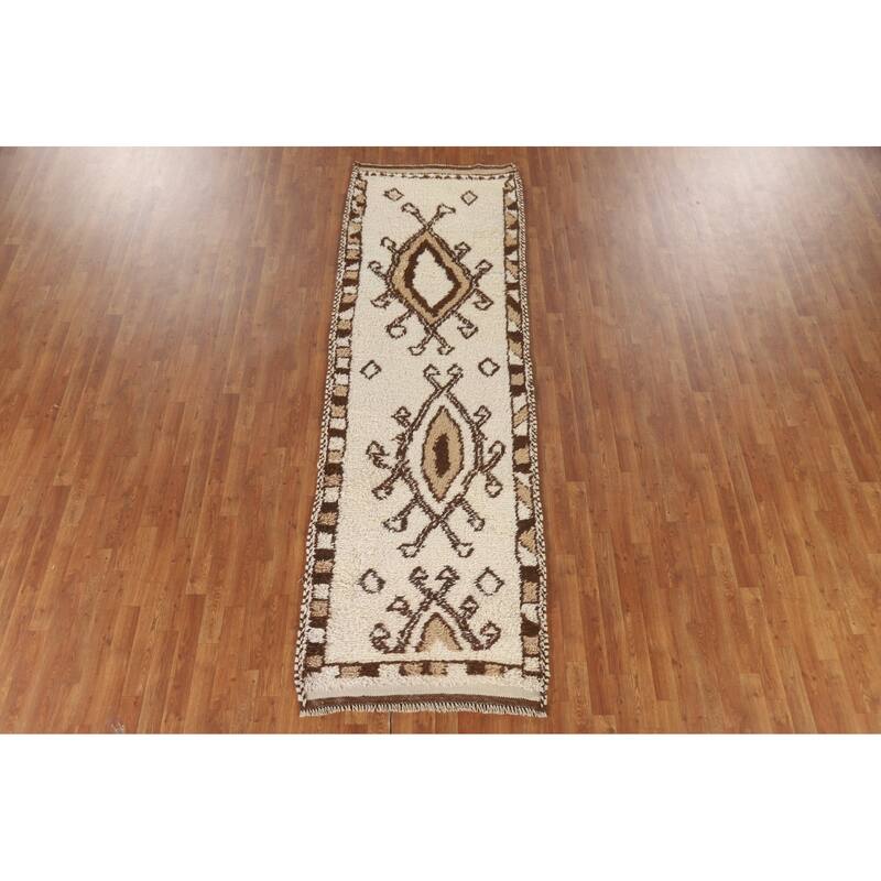 Vegetable Dye Anatolian Turkish Runner Rug Hand-knotted Wool Carpet - 3'3"x 10'4"