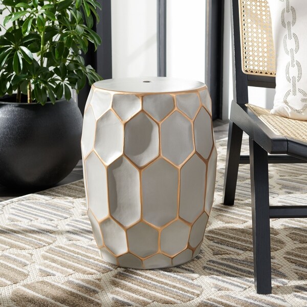 Safavieh Nanda Indoor/ Outdoor Grey/ Gold Ceramic Decorative Garden Stool. Opens flyout.