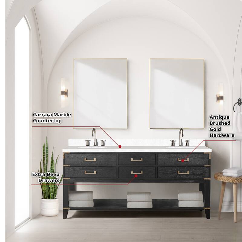 Norwalk 60 in W x 22 in D Black Oak Double Bath Vanity and Cultured Marble Top