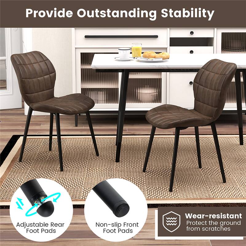 Gymax Dining Chairs Set of 2 w/ Padded Back Metal Legs & 2 Adjustable