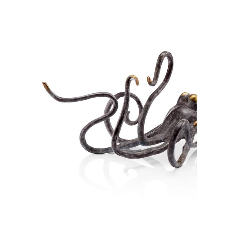 Spi Brass Grasping Octopus Statue - 4 X 9.5 X 5.5 inches
