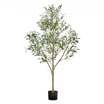 5 ft Artificial Olive Tree with 42 Fruits and 720 Lifelike Leaves Flexible Branches for Home - 28.74 x 28.74 x 60.63 in