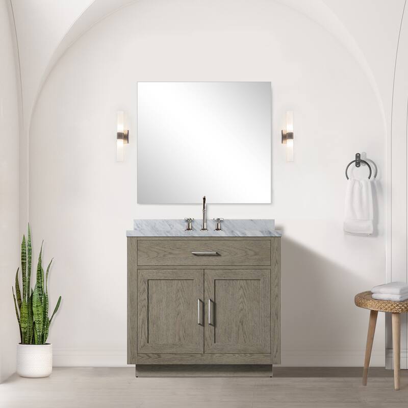 Abbey Bath Vanity with Carrara Marble Top, Sink and Faucet
