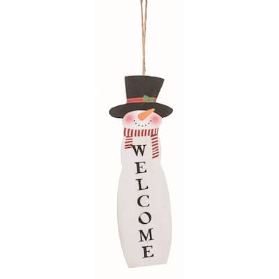 Transpac Wood White Christmas Welcome Decor