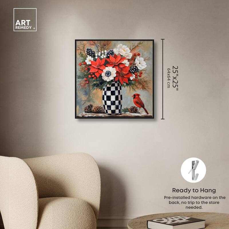 Checkerboard Vase Blooms II Canvas by Art Remedy