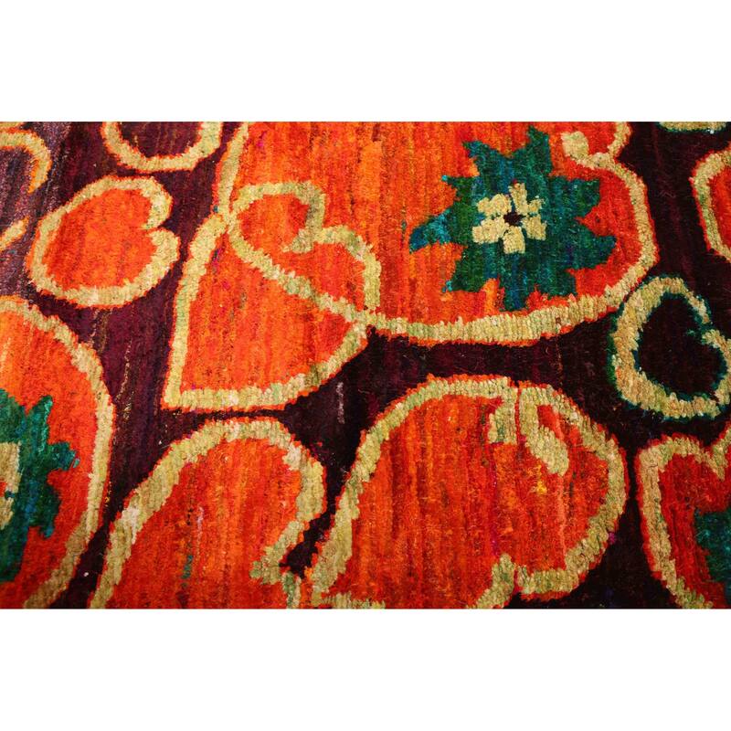 ECARPETGALLERY Hand-knotted Opulence Orange Silk, Wool Rug - 5'0 x 7'0