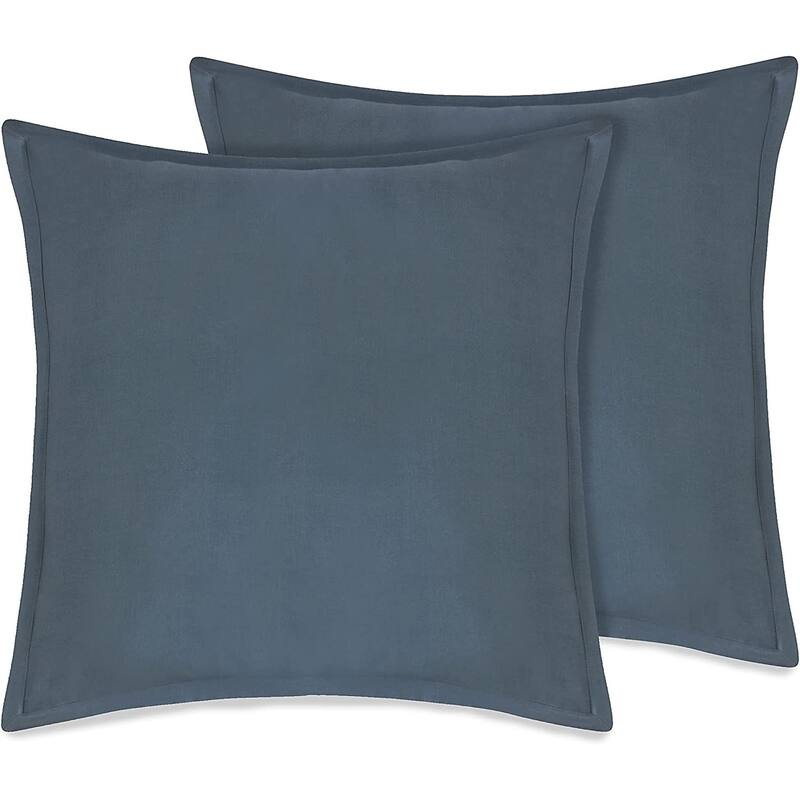 Delara GOTS Certified 100% Organic Cotton 2 Inch Flange Euro Sham Set of 2, Pia Paisley Grey - 26"X26" - Clayton Blue