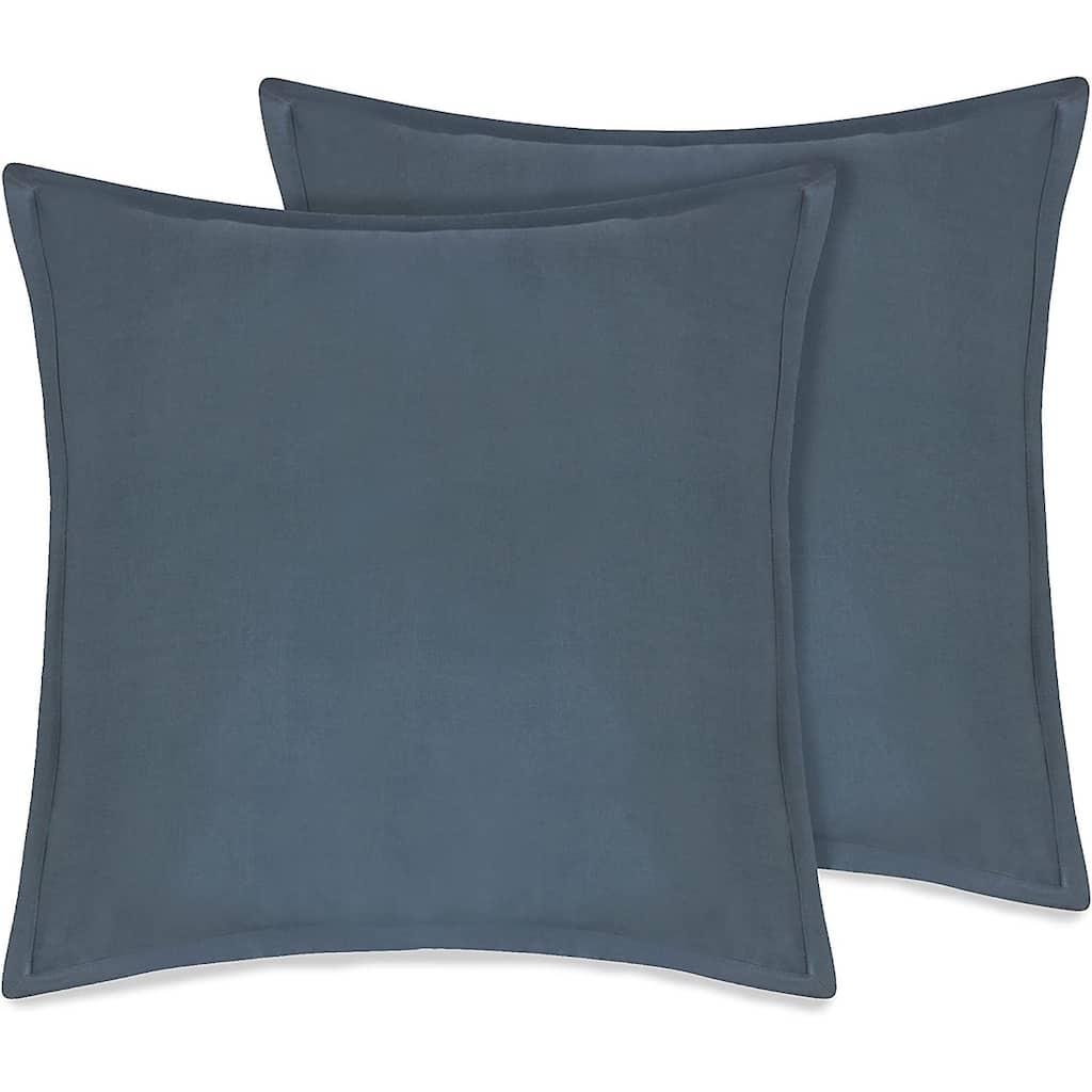 Delara GOTS Certified 100% Organic Cotton 2 Inch Flange Euro Sham Set of 2, Pia Paisley Grey