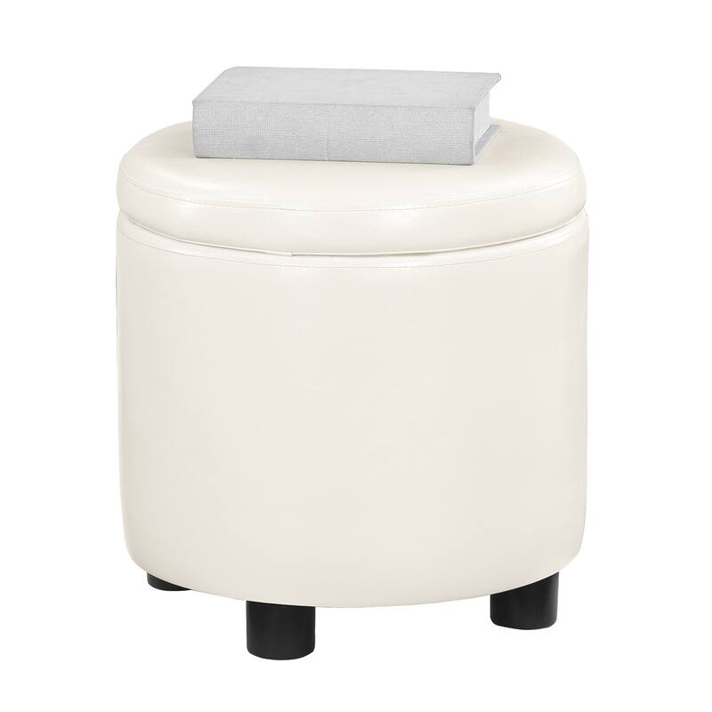 Convenience Concepts Designs4Comfort Round Accent Storage Ottoman with Reversible Tray Lid