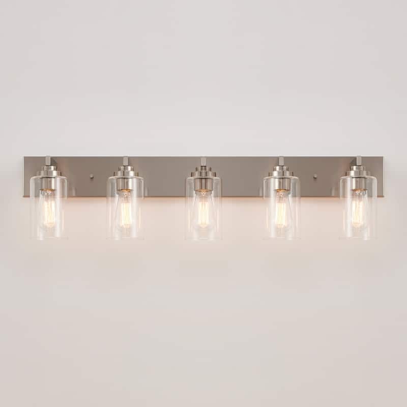 KAWOTI 5-Light Bathroom Vanity Light with Clear Glass Shade