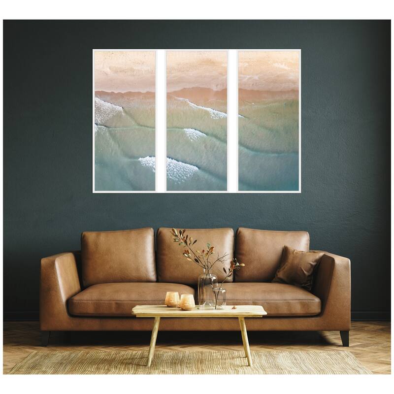 Kate and Laurel Layers of Water 3 Piece Framed Canvas Wall Art Set by Emiko and Mark Franzen F2 Images