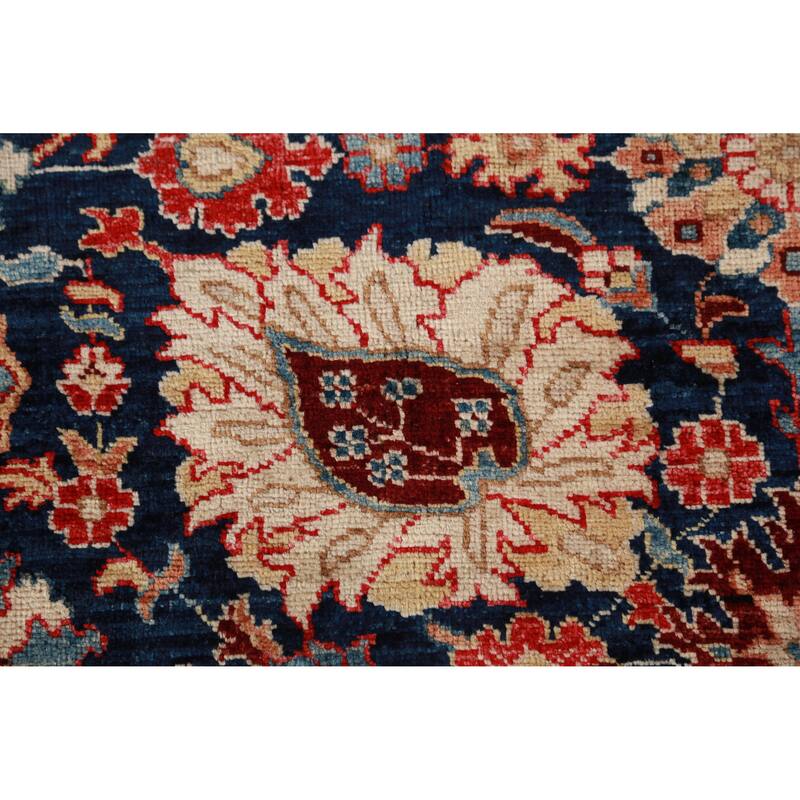 Vegetable Dye Navy Blue Heriz Serapi Oriental Rug Handmade Wool Carpet - 8'4"x 9'10"