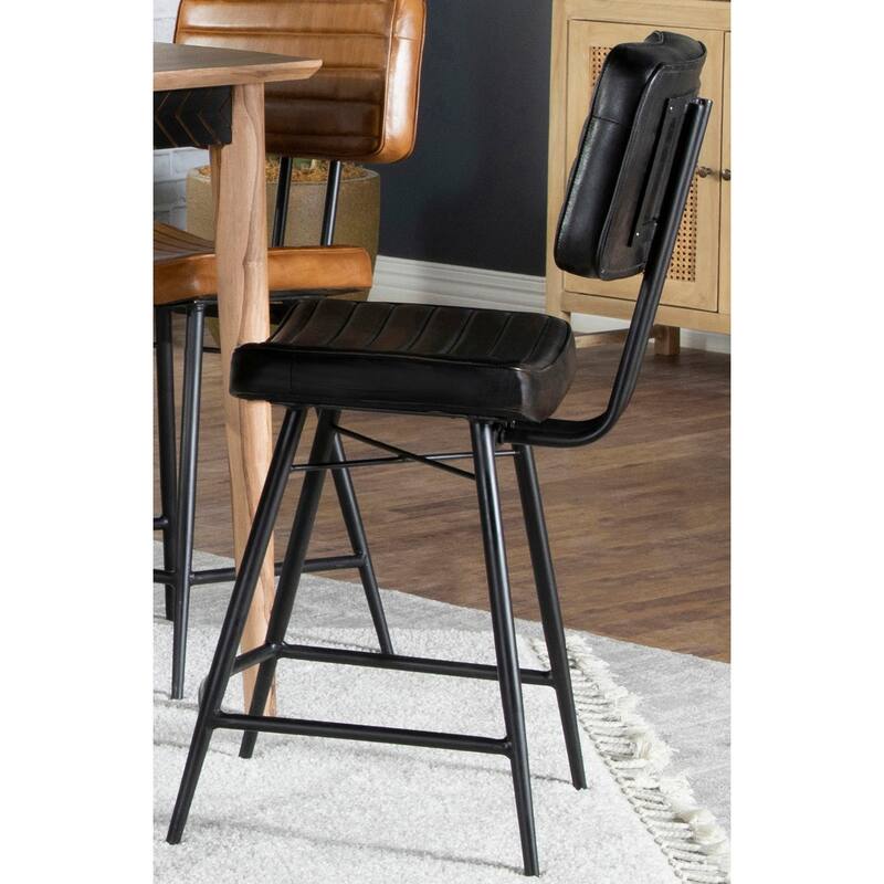 Partridge Leather Upholstered Counter Height Stools (Set of 2)
