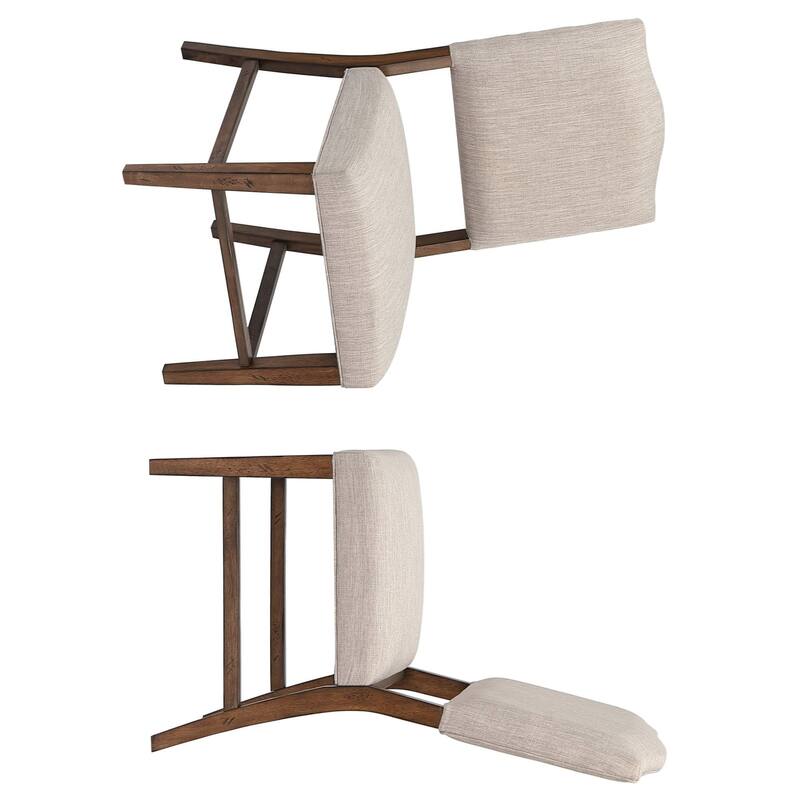 Linen Upholstered Side Chairs - 38" - Brown - Set of 2