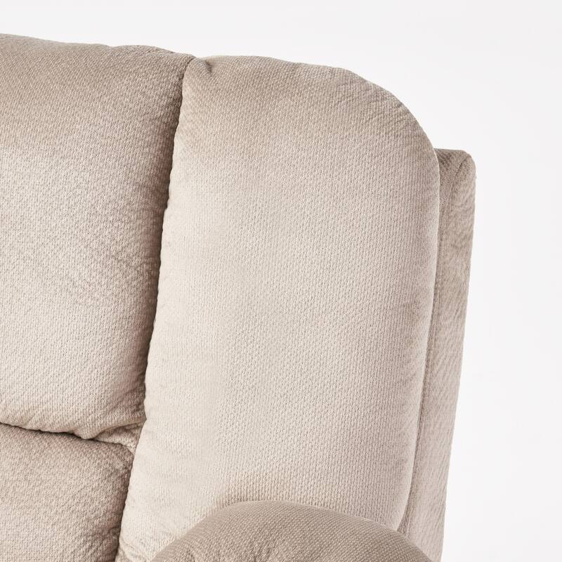 Stylish Manual Recliner with Soft Fabric Upholstery, Plush Padding, and Dual Cup Holders