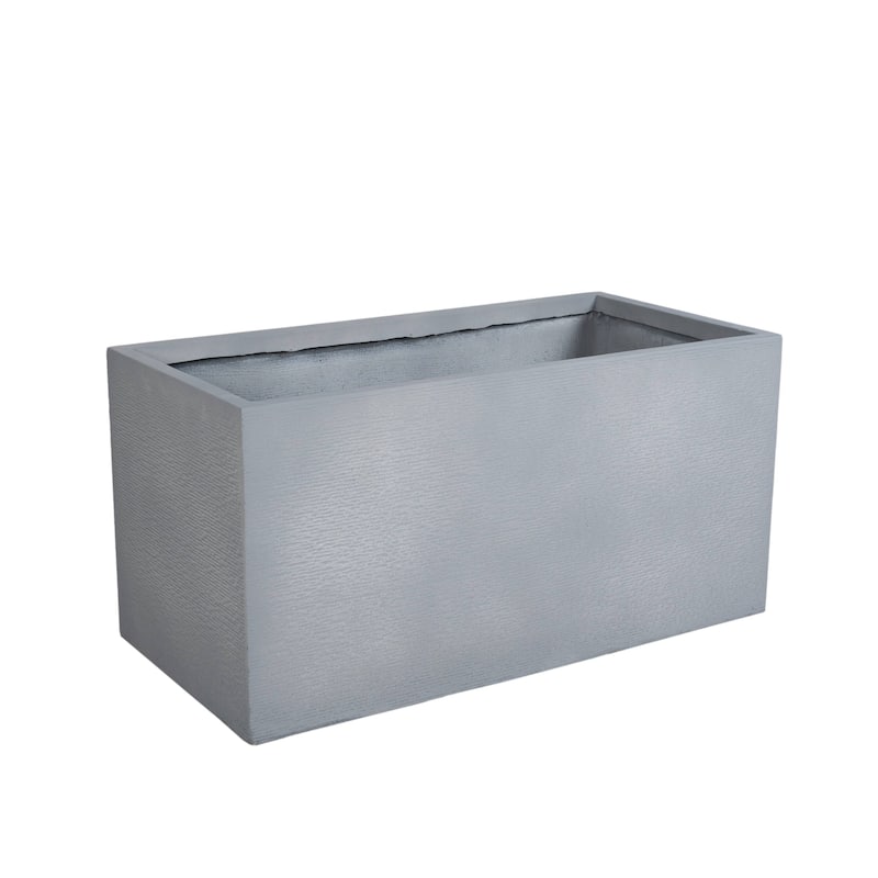 Flora Modern Rectangular Planter in Fiberstone and MGO Clay with Drainage for Indoor & Outdoor Home Office Patio Yard Decor - 20" Height