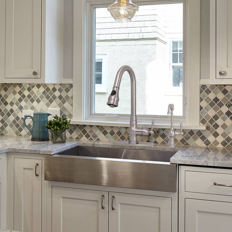Copper Kitchen Faucet with Single Handle and Pull Down Sprayer