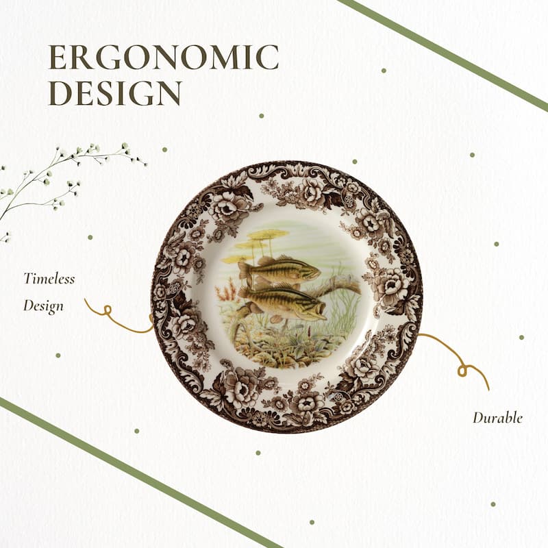 Spode Woodland Dinner Plate Fish Collection - 10.5 inch