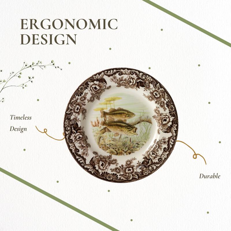 Spode Woodland Fish Motif Salad Plate