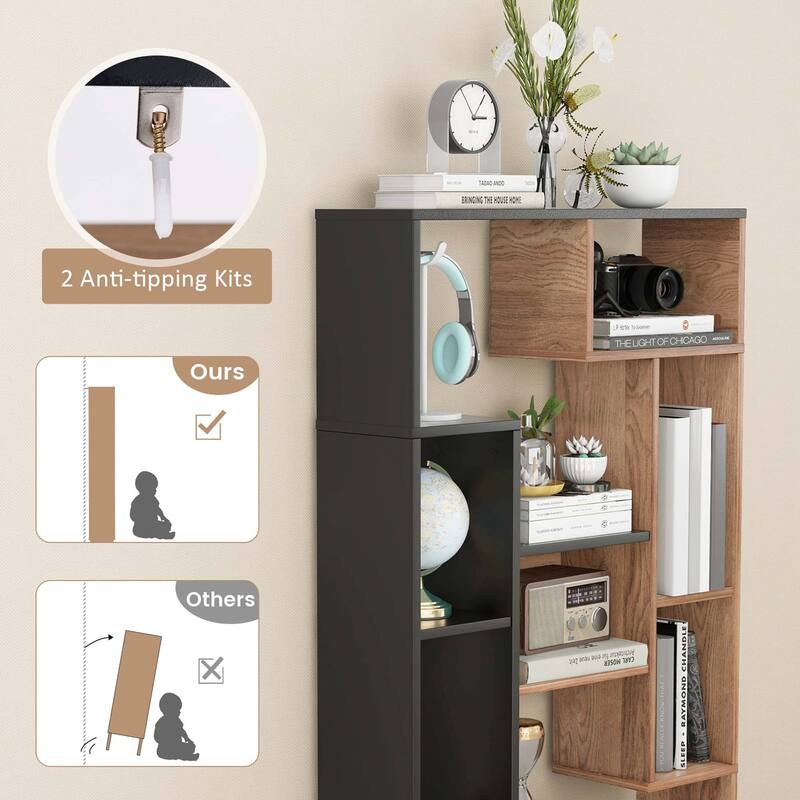 Costway 47" Tall Bookshelf Modern Geometric Bookcase with Open Shelves - See Details
