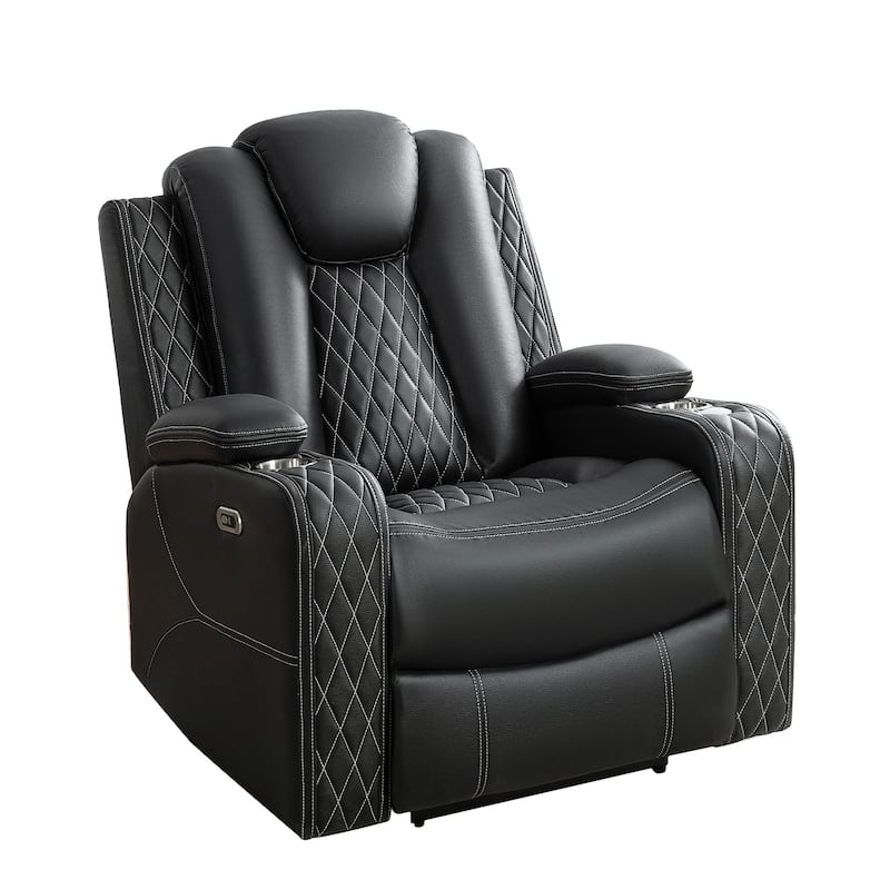 Premium Air Leather Home Theater Loveseat with LED Lights, Recliner with Built-in Speakers & Wireless Charging