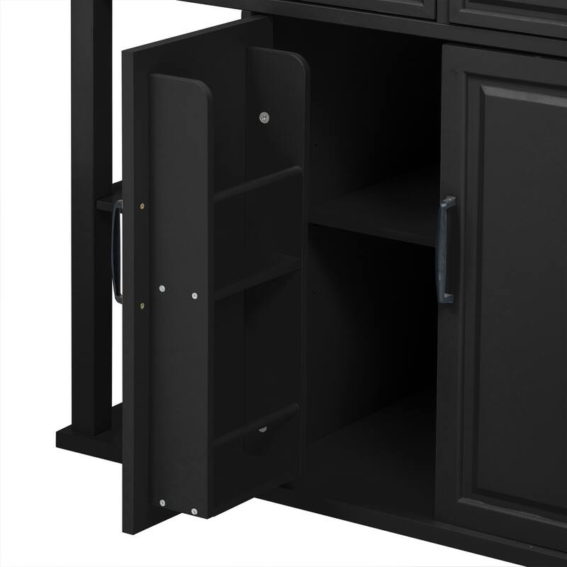 47.20'' Rubber Wood Kitchen Island with Extendable Dining Table, Power Outlet, and 2 Drawers - 47.2'' x 33.5'' x 36.75''