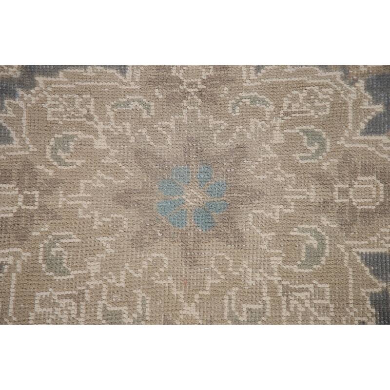 Hand Knotted Oriental 100% Wool Carpet Traditional Floral Navy Blue & Blues Tabriz Area Rug - 13' 0'' X 9' 8''